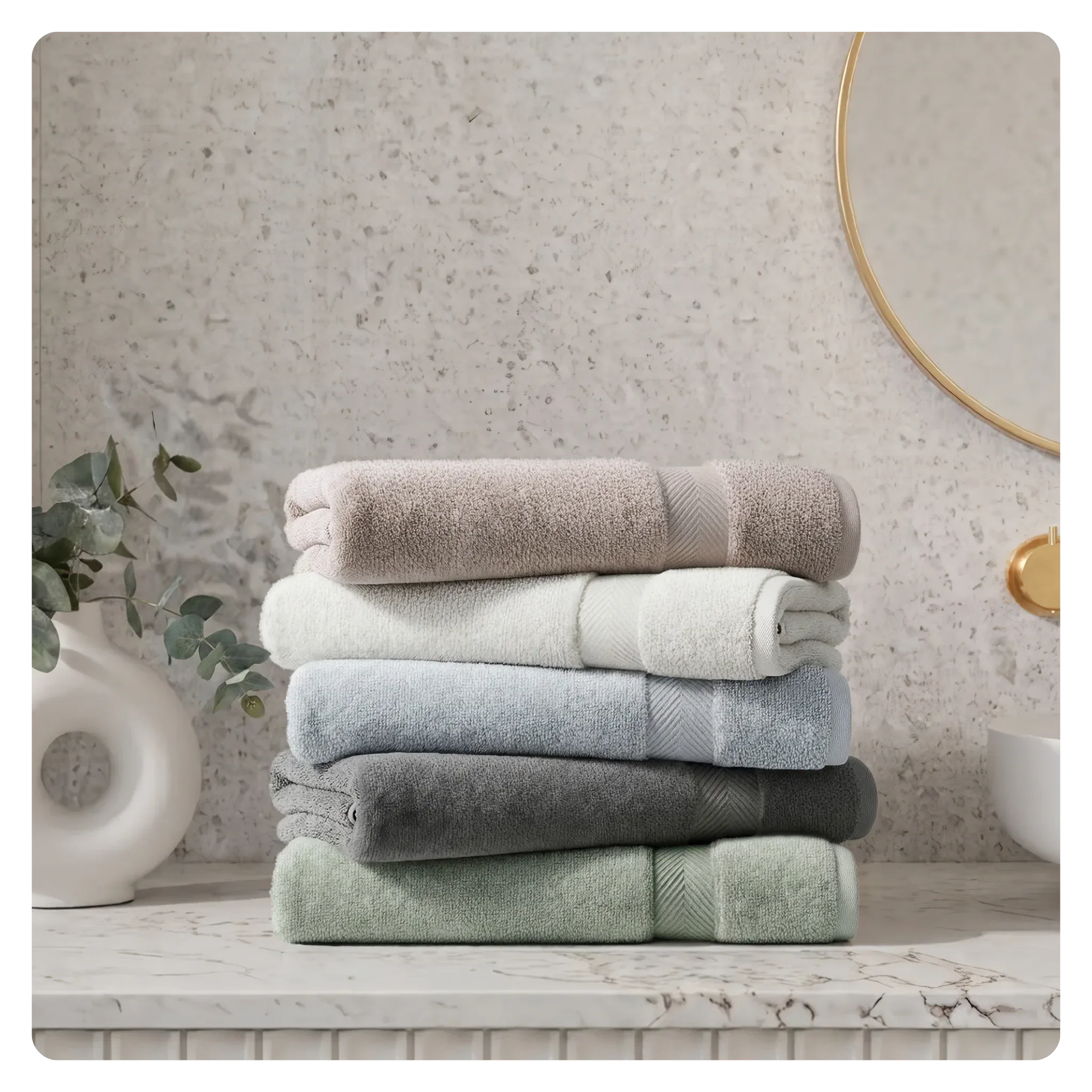 Bamboo Cotton Towels - Set of 6